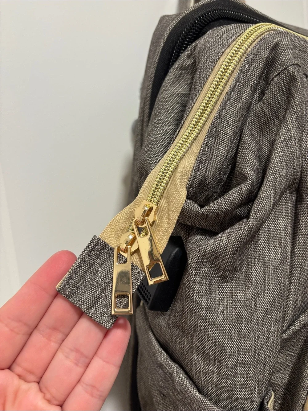 Versatile Women's Baby Bag Backpack in Gray with Cream Trim